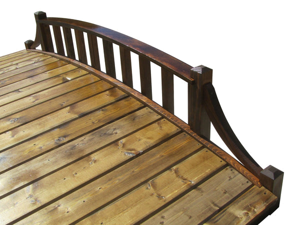 French Country Wood Garden Bridge 8 ft. - SamsGazebos Handcrafted Garden Structures