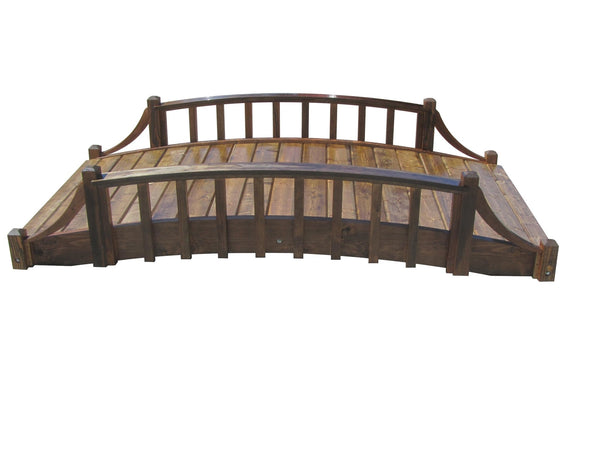 French Country Wood Garden Bridge 8 ft. - SamsGazebos Handcrafted Garden Structures