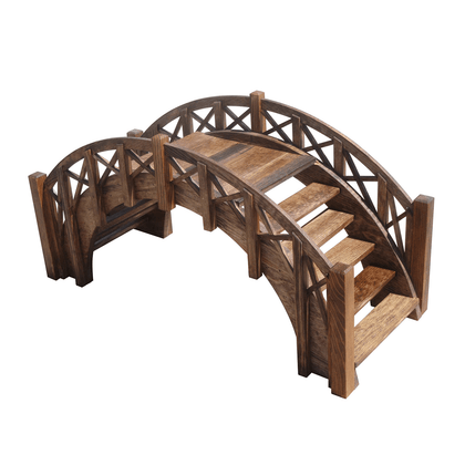 Fairy Tale Small Garden Bridge with Lattice Railings 33 Inches - SamsGazebos Handcrafted Garden Structures