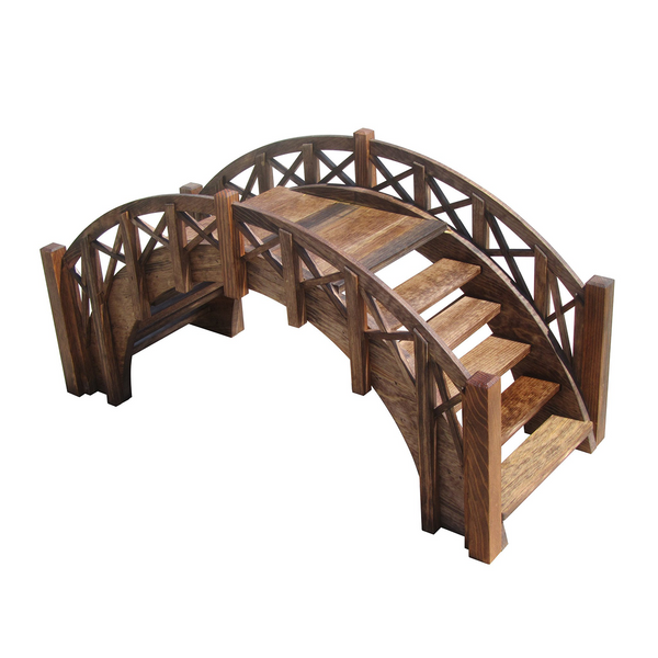 Fairy Tale Small Garden Bridge with Lattice Railings 33 Inches