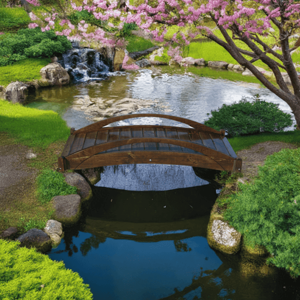 Basho Garden Bridge 6 ft. - SamsGazebos Handcrafted Garden Structures