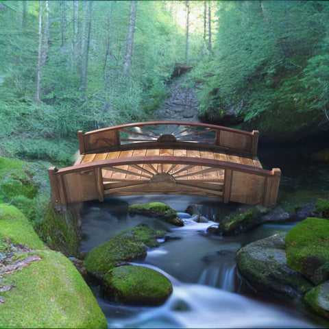 6-foot Sunburst Wooden Garden Bridge