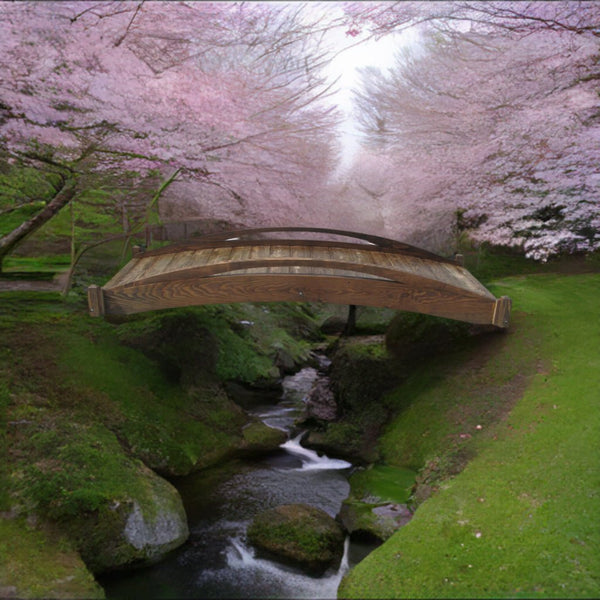 Basho Garden Bridge 8 ft. - SamsGazebos Handcrafted Garden Structures