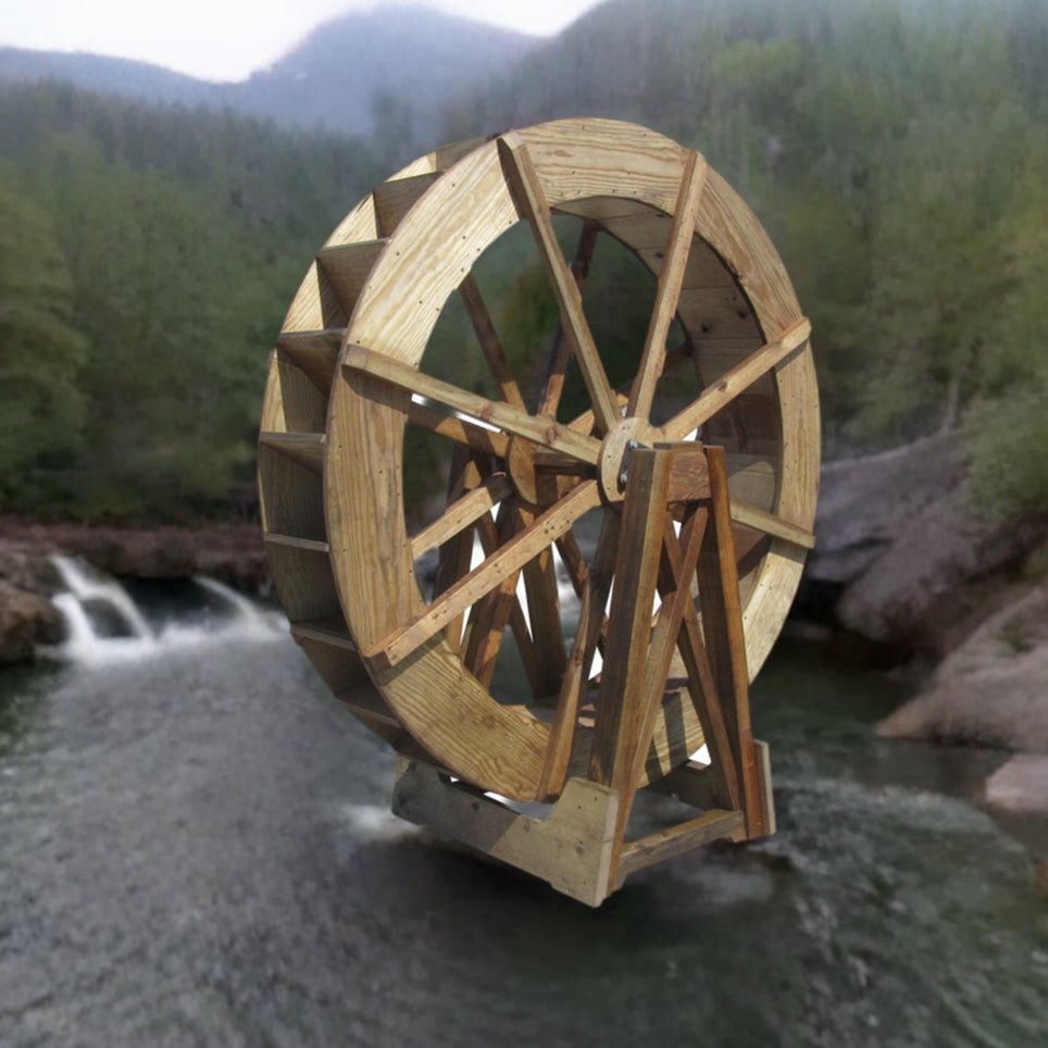 6 ft Japanese Wooden Water Wheel | Free-Standing Assembled ...