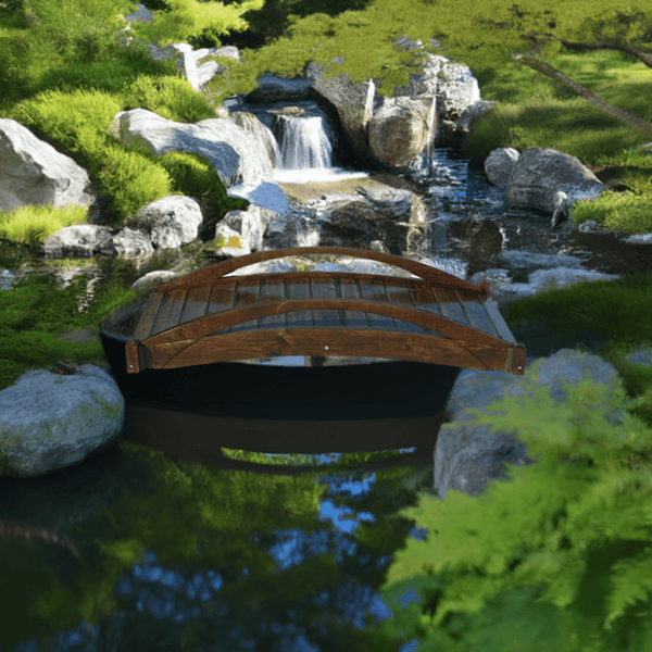 Basho Garden Bridge 6 ft. - SamsGazebos Handcrafted Garden Structures