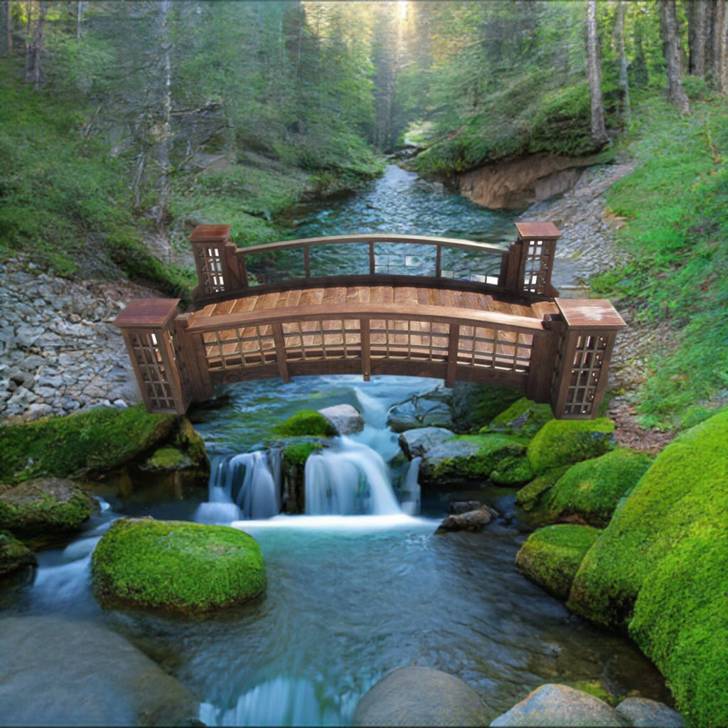 Pond bridge-arched lattice railings 7 ft x 4 ft - SamsGazebos ...