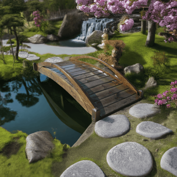 Basho Garden Bridge 6 ft. - SamsGazebos Handcrafted Garden Structures