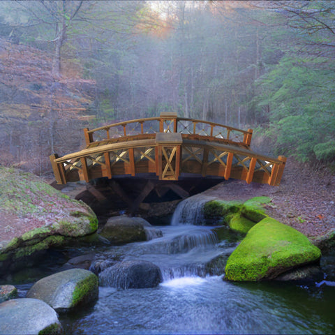 7-foot Secret Garden Bridge with Cross Halving Lattice Rails