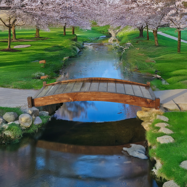6-foot Japanese Zen Wood Garden Bridge