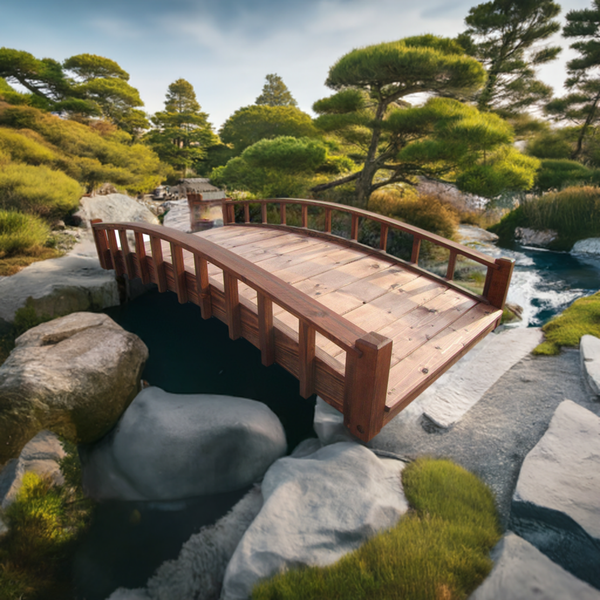 Japanese Small Wooden Garden Bridge 6 feet