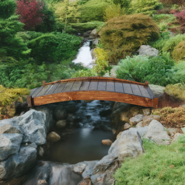 6-foot Japanese Zen Wood Garden Bridge