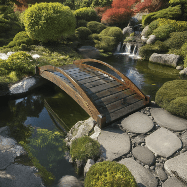 Basho Garden Bridge 6 ft. - SamsGazebos Handcrafted Garden Structures
