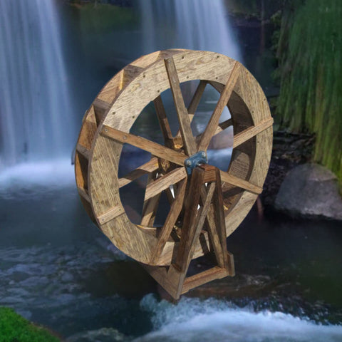 Small Japanese Wooden Water Wheel 30 Inches