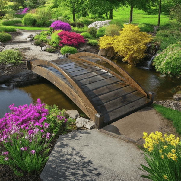 Basho Garden Bridge 6 ft. - SamsGazebos Handcrafted Garden Structures