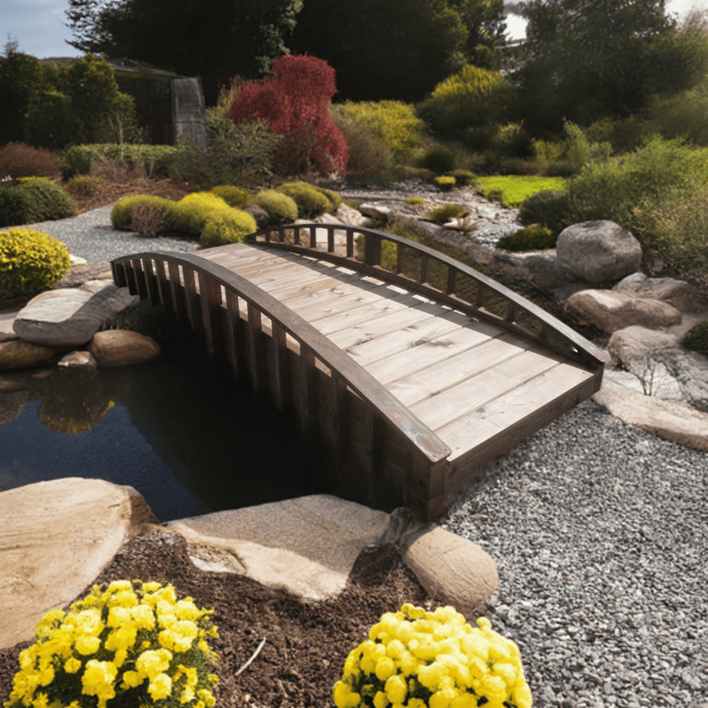Japanese Garden Bridge 8 ft Crescent Rails Treated Up to 400lb