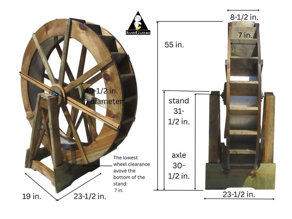 Japanese Wooden Water Wheel 5 ft with Stand - SamsGazebos