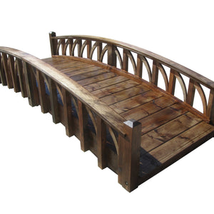 Marina Wooden Garden Bridge 8ft Arched Sail Motif Rails - SamsGazebos Handcrafted Garden Structures
