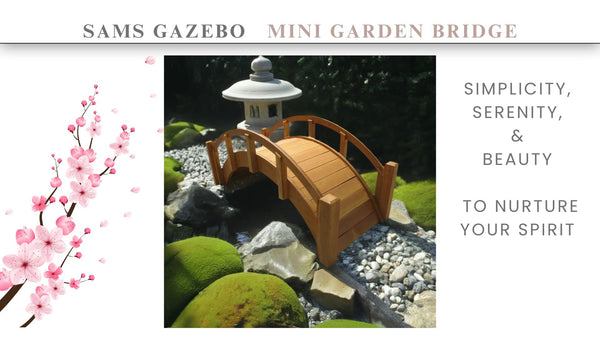 Miniature Japanese Wooden Garden Bridge 25 Inches Tan