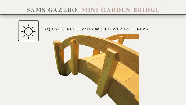 Miniature Japanese Wooden Garden Bridge 25 Inches Tan