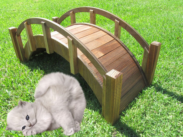 Miniature Japanese Wooden Garden Bridge 25 In. Brown - SamsGazebos Handcrafted Garden Structures