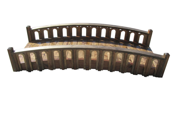 Pond Bridge with Arched Railings for Backyard 8 ft Terrace with Windows - SamsGazebos Handcrafted Garden Structures