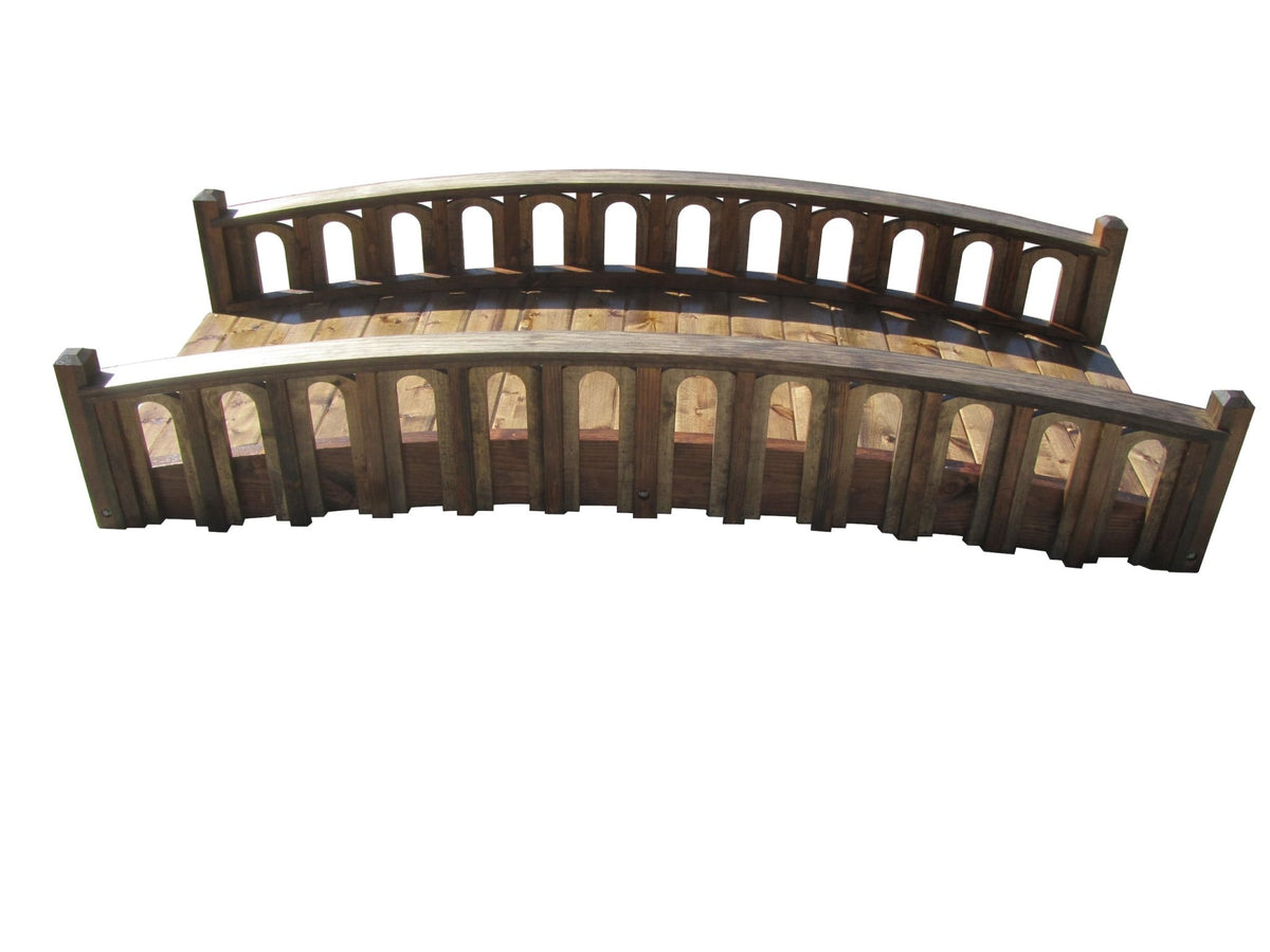 8 ft Handcrafted Wooden Pond Bridge | Terrace Arched Window Design ...