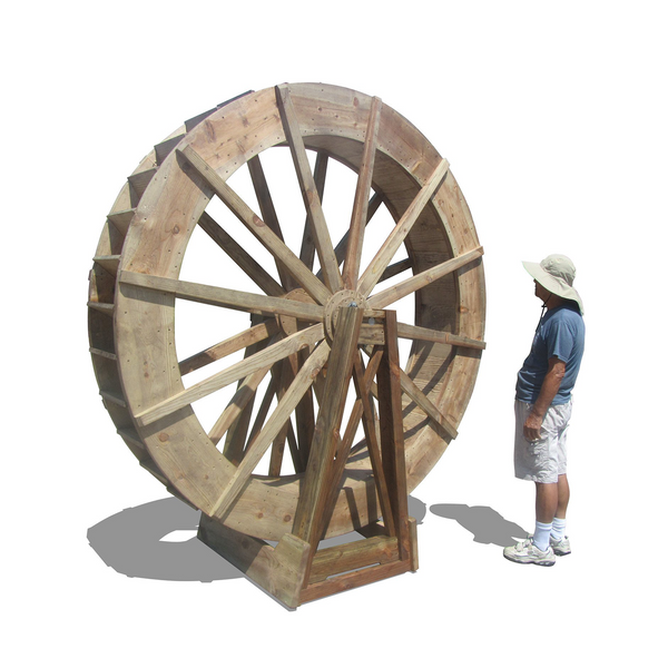 Japanese Wooden Water Wheel Free Standing 8 foot