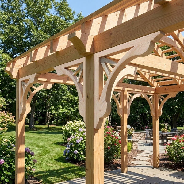 Wood Corbel Brackets Victory 16 in 2-Pack - V Cutout Craftsman Design - SamsGazebos
