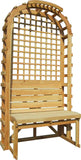 SamsGazebos Garden Wooden Arbor with Bench Grid Trellis Backdrop Natural-SamsGazebos Handcrafted Garden Structures