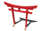 Red Japanese Gate table top size angled-SamsGazebos Handcrafted Garden Structures