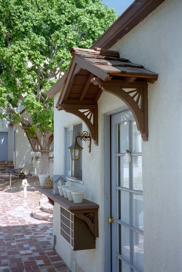 Outdoor Wooden Corbels Brackets Sunburst brown awning