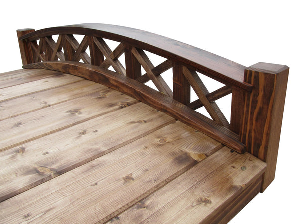 4 foot Swan Garden Pond Bridge with Cross Halved Lattice Railings-SamsGazebos Handcrafted Garden Structures