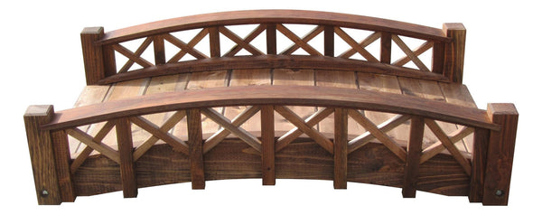4 foot Swan Garden Pond Bridge with Cross Halved Lattice Railings-SamsGazebos Handcrafted Garden Structures