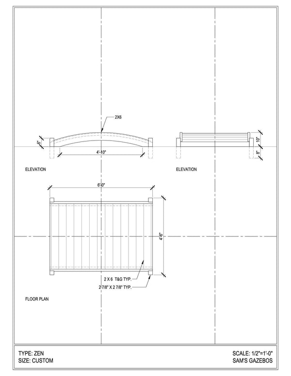 6 feet Wooden Garden Bridge CAD file