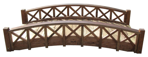 6-foot Swan Wooden Garden Bridge with Cross Halving Lattice Railings