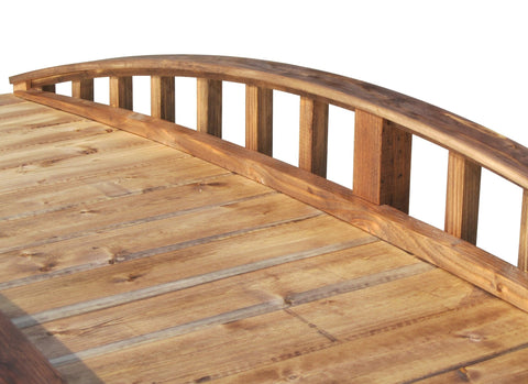 8-foot Crescent Japanese Wooden Garden Bridge
