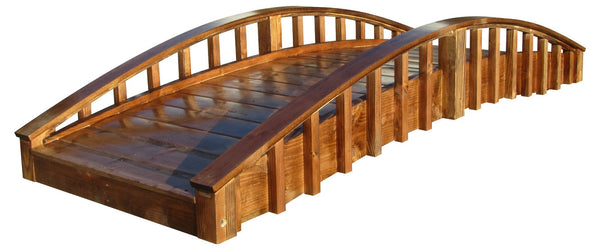 8 ft Japanese Wooden Garden Bridge side