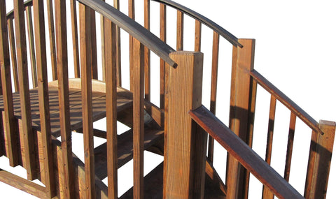 8-foot Imperial Wooden Garden Bridge with Stairs 4 Rail Extensions