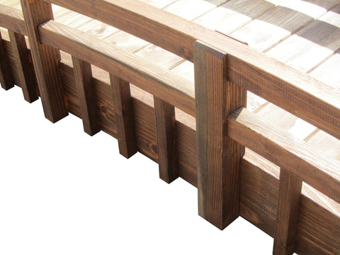 8-foot Japanese Taiko Wooden Garden Bridge with Finials
