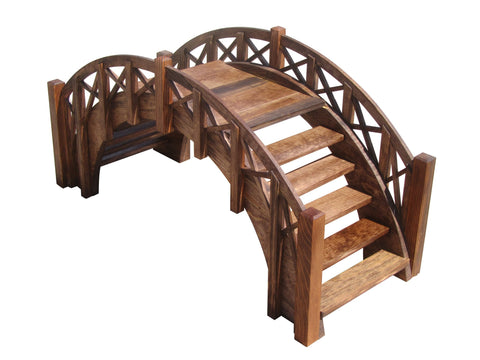 Fairy Tale Small Garden Bridge with Lattice Railings 33 Inches