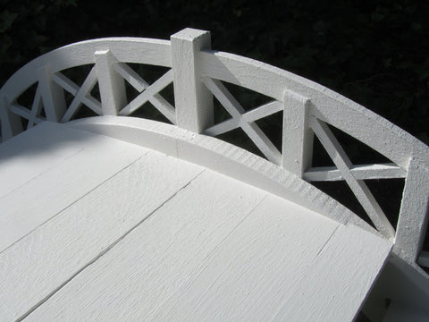 Fairy Tale Wooden Garden Stair Bridge with Lattice Railings 33 Inches White