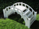 Small Garden Bridge Picket Railings in white on lawn