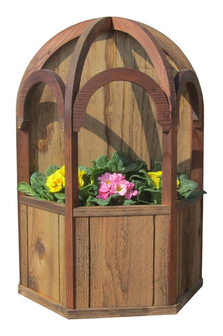 Italian Wall Mount Wooden Gazebo Planter with Dome Roof