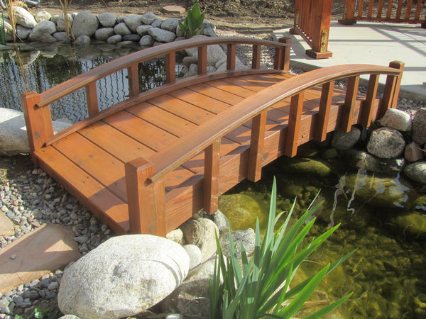 6 foot Japanese Small Wooden Garden Bridge-SamsGazebos Handcrafted Garden Structures